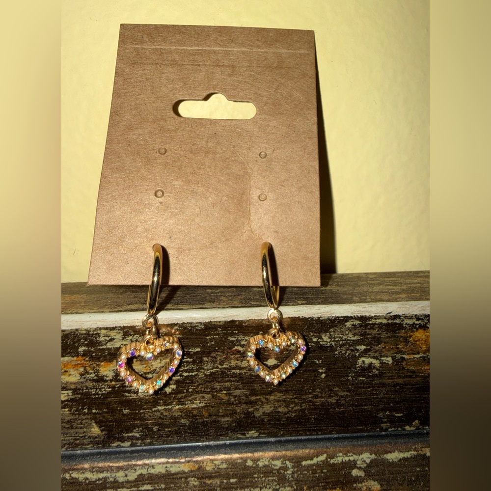 Wild Fable Gold Heart Earrings with Sparkling Accents